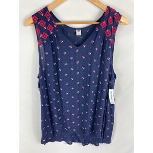 NWT Old Navy Blue Red Patterned Tank Size Large